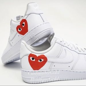 Custom Nike Air Force 1 red hearts